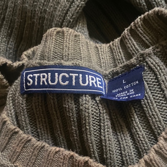 Structure Men's Sweater in Olive and Red - Picture 2 of 3